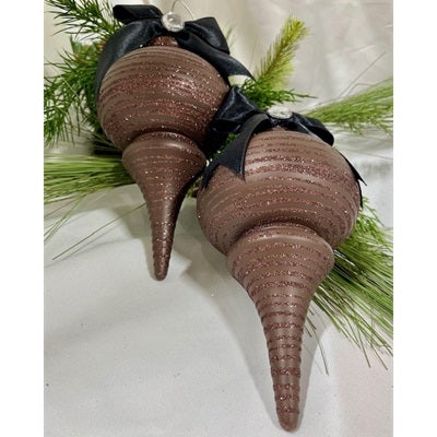 2 - 10 ½" Chocolate Brown Fancy Ornament