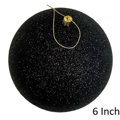 (Set of 3) Shatterproof Ball with Cap 6" Glittered