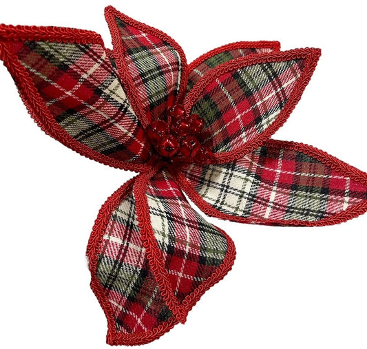 6 Bell Center Plaid Poinsettia