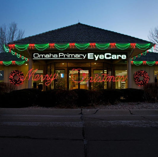 LED Bow with Garland (Red/Green)