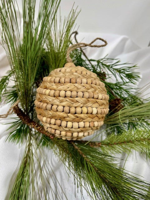 Natural Large Bead Twist Ornament - Set of 3