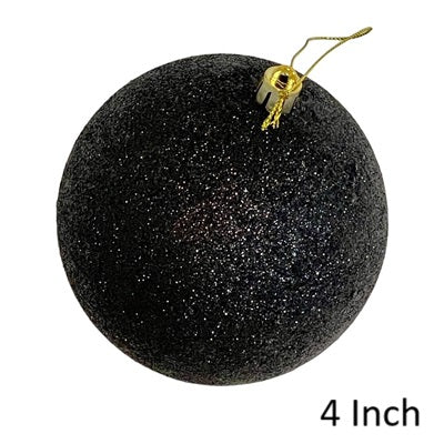 (Set of 8) Shatterproof Ball with Cap 4" Glittered