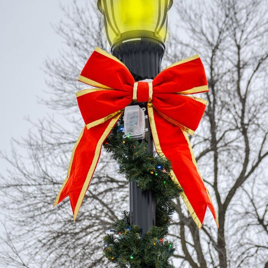 24" Bow Red Velvet Gold Trim 4-Loop