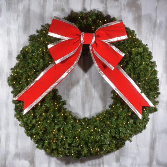 36" Bow Red Velvet Silver Trim 4-Loop