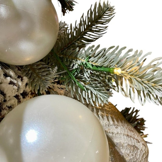 24" Christmas Decorated Wreath - Castle Peak with Battery Operated Lights