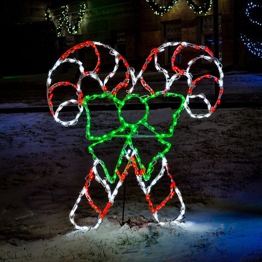LED Double Candy Canes with bow