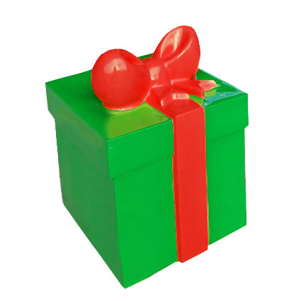 Fiberglass Giftbox Green Box, Red Bow - 18"x18"x22"