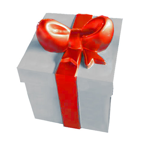 Fiberglass Giftbox Silver Box, Red Bow - 18"x18"x22"