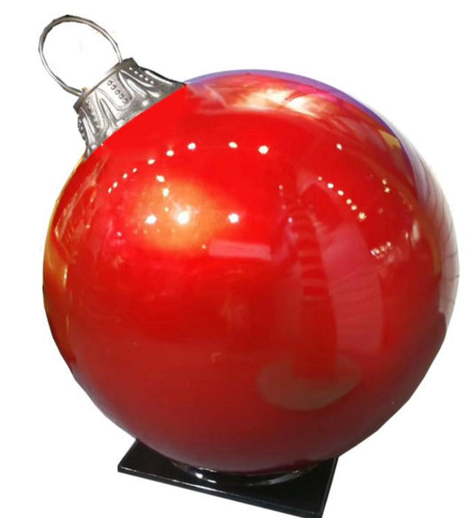 52" Fiberglass Ornament - Red with Silver Cap