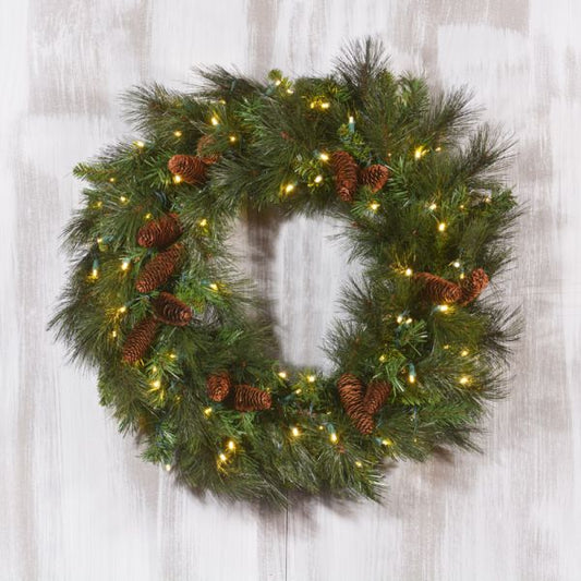 LED 30" Mixed Noble Wreath with Warm White LEDs
