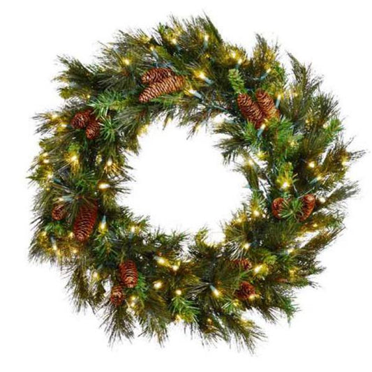 LED 30" Mixed Noble Wreath with Warm White LEDs