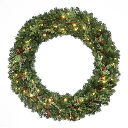 LED 48" Mountain Pine Wreath Warm White