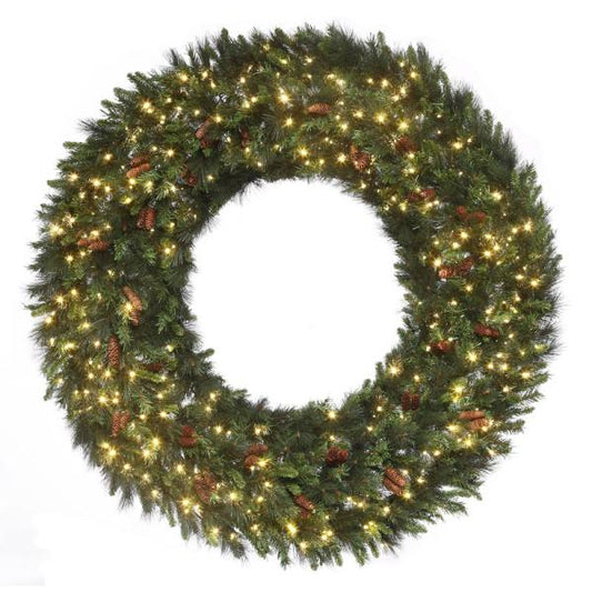 LED 72" Mixed Noble Wreath with Warm White Concaves