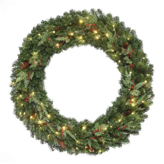 LED 72" Mountain Pine Wreath Warm White