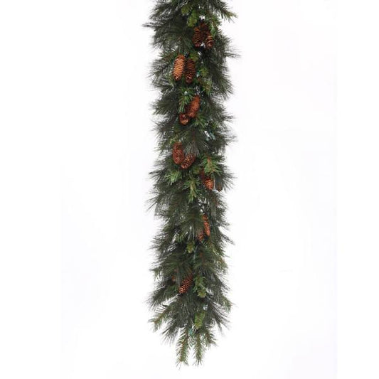 LED 9' Mixed Fir Garland With Warm White Concaves
