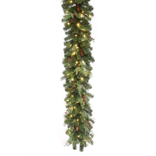 LED 14"x9' Mountain Pine Garland Warm White