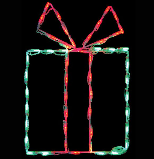 LED Gift Box - Green box/Red bow
