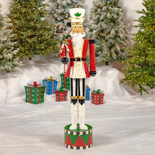 65" Iron Nutcracker with Candy Cane, LED lights