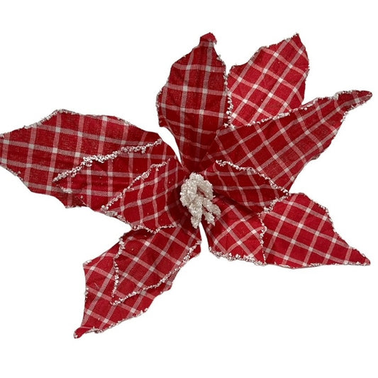4 Red and White Plaid Poinsettias