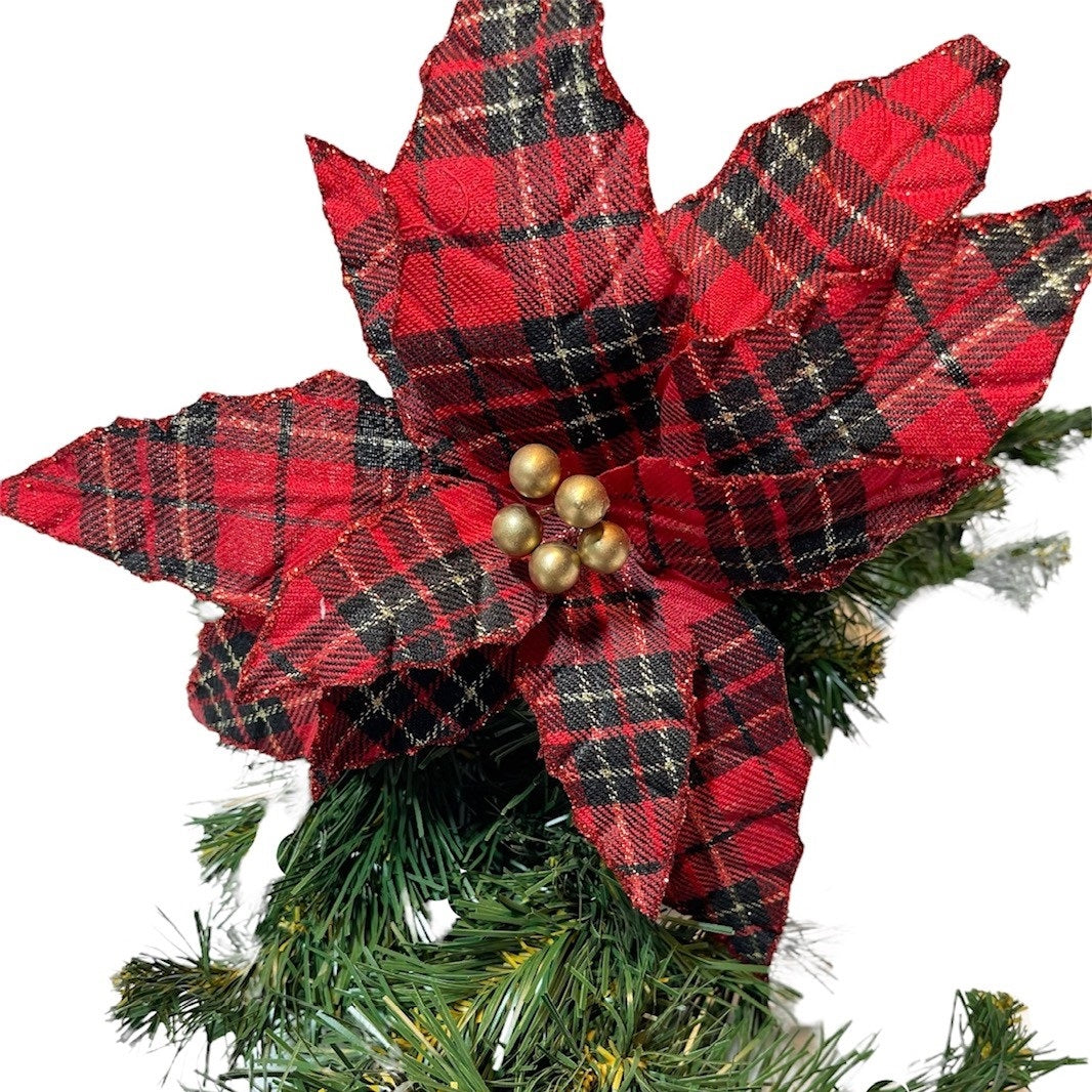 6 Plaid Poinsettia Pick