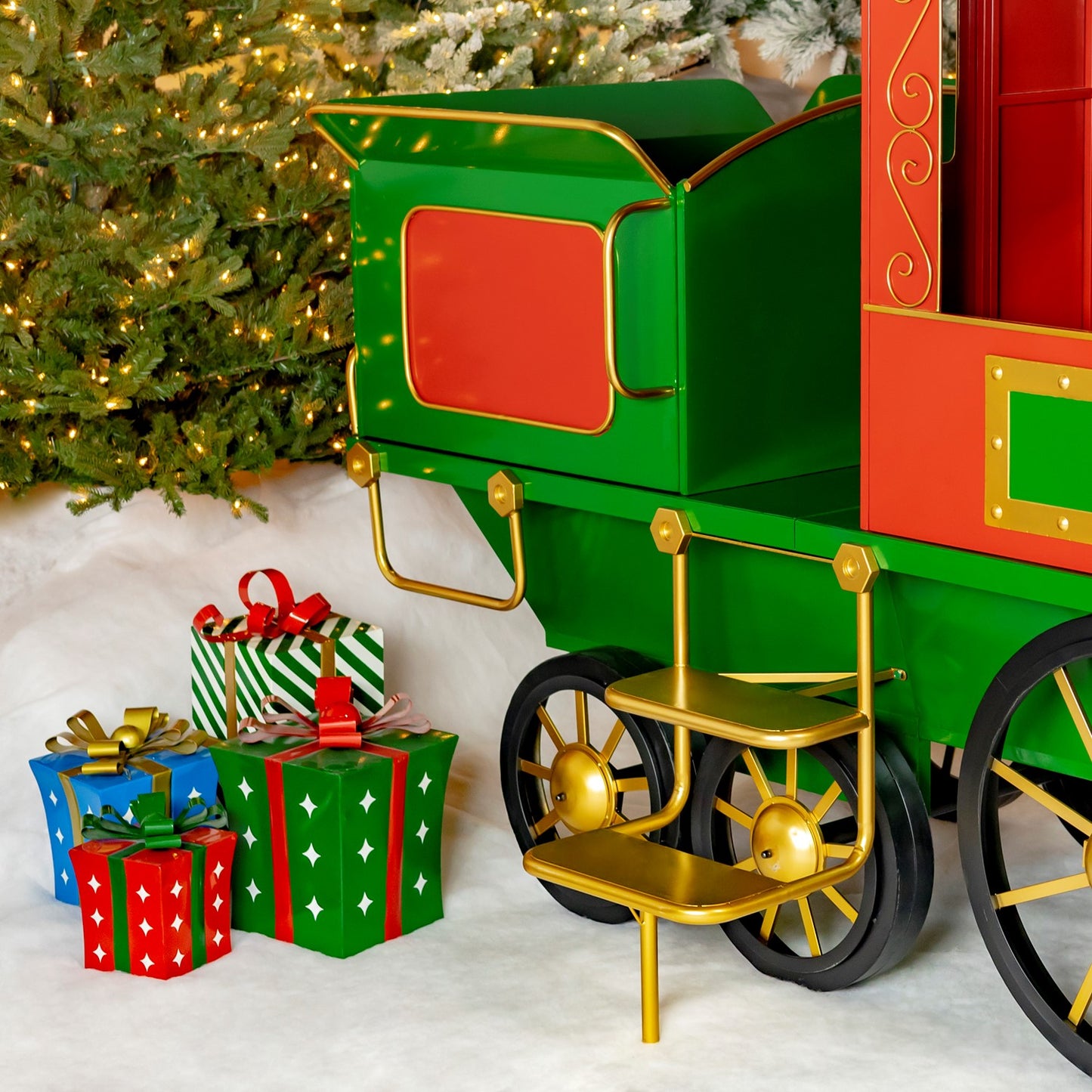 16 ft. Long XL Iron Christmas Train with Cart