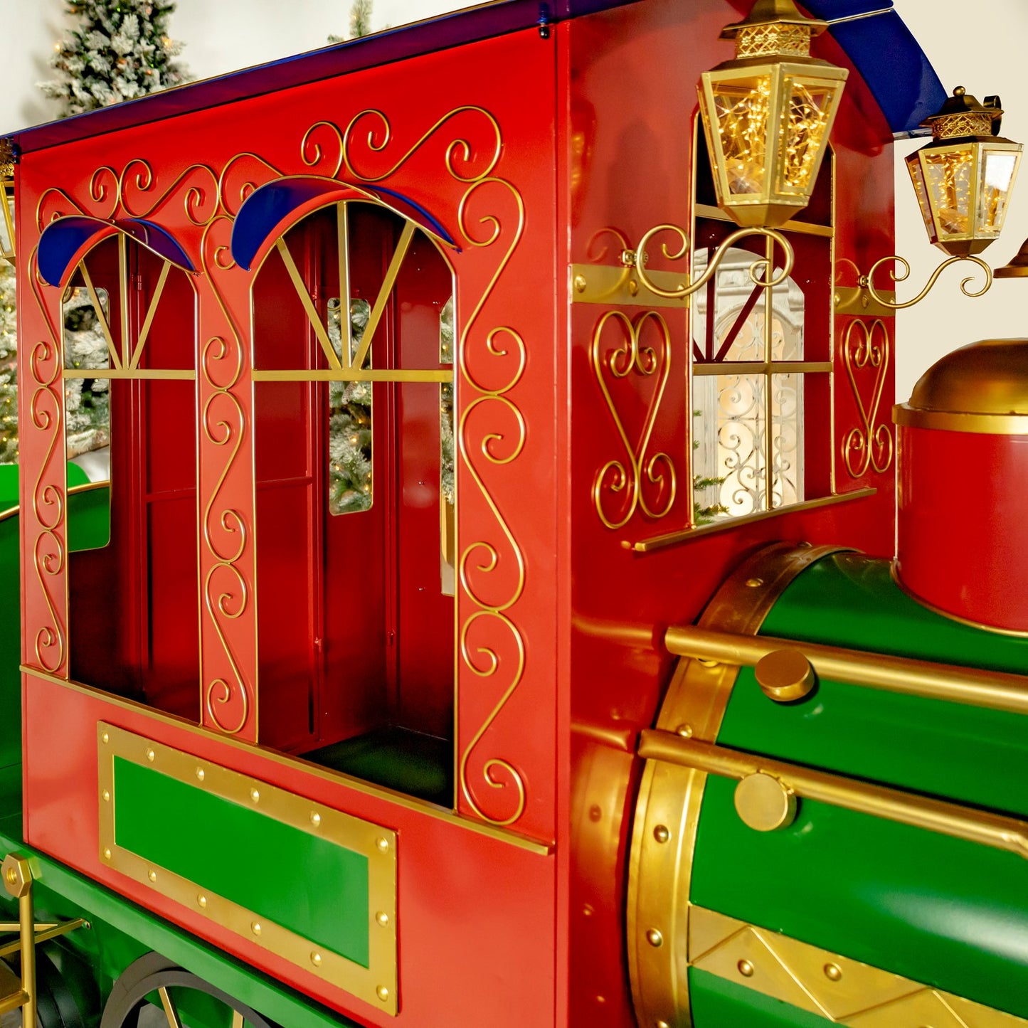 16 ft. Long XL Iron Christmas Train with Cart