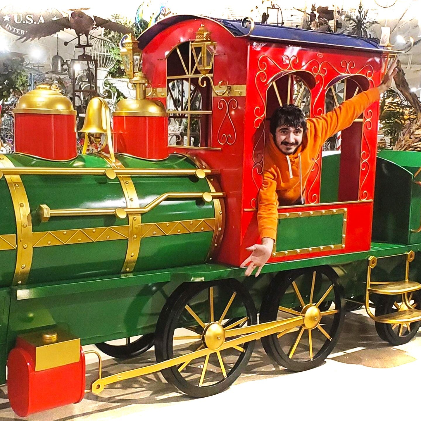 16 ft. Long XL Iron Christmas Train with Cart
