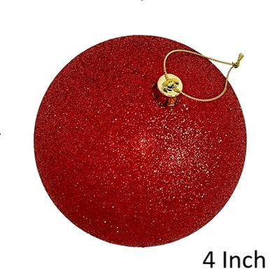 Shatterproof Ball with Cap 4" Glittered