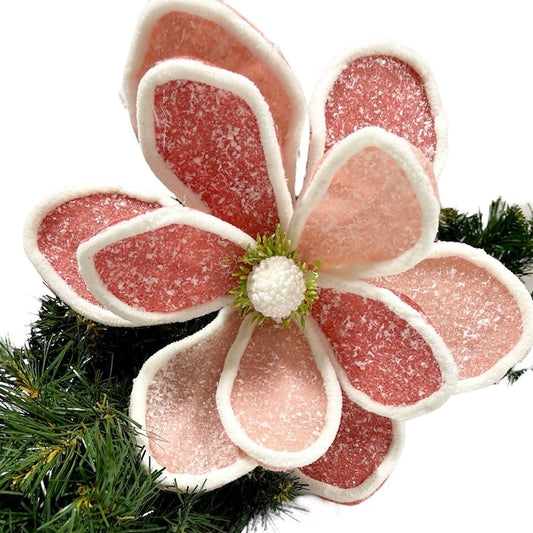 6 Salmon 2-Tone Felt Magnolia w/Leaves