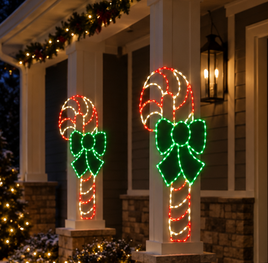 LED Candy Cane w/ bow