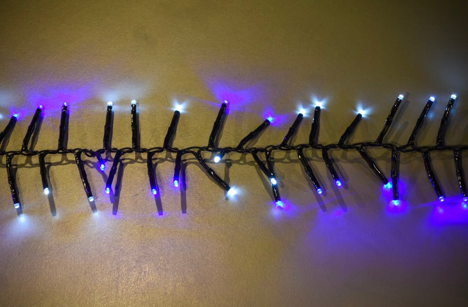 25' Long 760 count 3mm Cluster String Lights with Remote and Multi-Function Effects