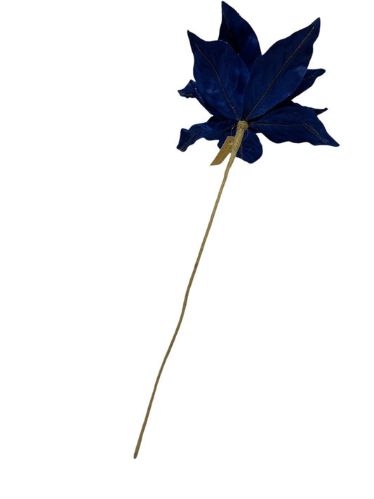 20" Blue Velvet with Glitter Outline Poinsettia