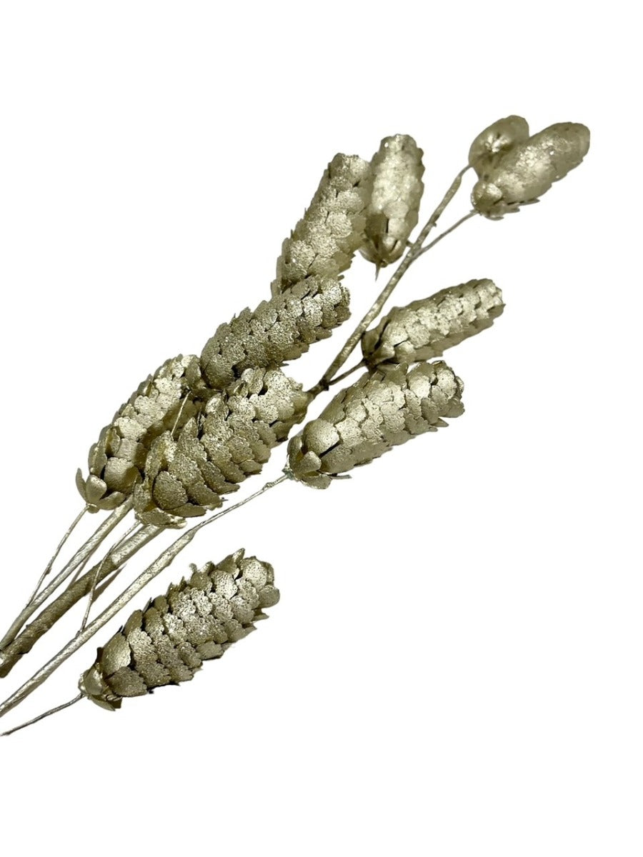 Champagne Pine Cone Floral Pick - Set of 6