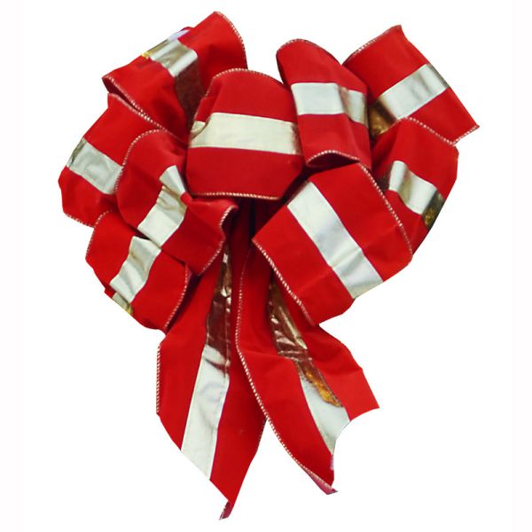 Bow 16" 9 Loop Velvet Red/Gold