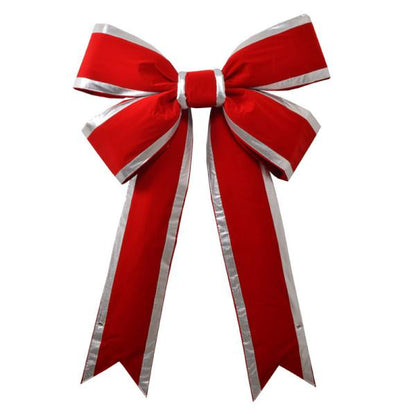 36" Bow Red Velvet Silver Trim 4-Loop