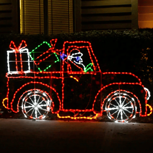 Animated Santa in Pickup Truck