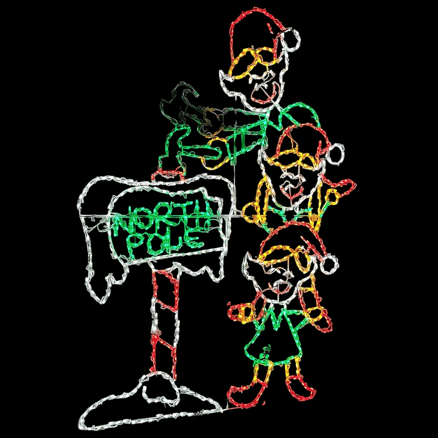 Animated Elves Putting Up North Pole Sign