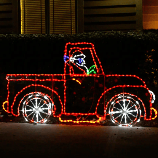 Animated Santa in Pickup Truck