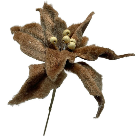 6 Brown Felt Poinsettia Stems