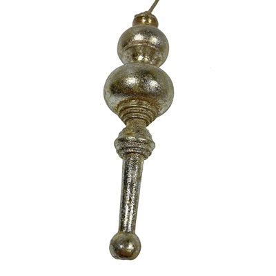 7 Wood Finial with 2 Spheres Ornaments