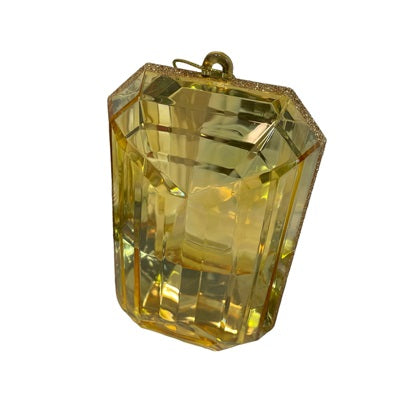 8" Acrylic Emerald Cut Jewel Ornament - Gold