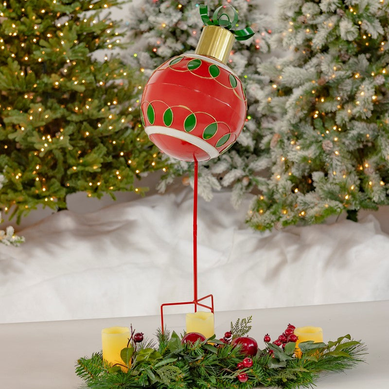 36" Red Christmas Ball Ornament Metal