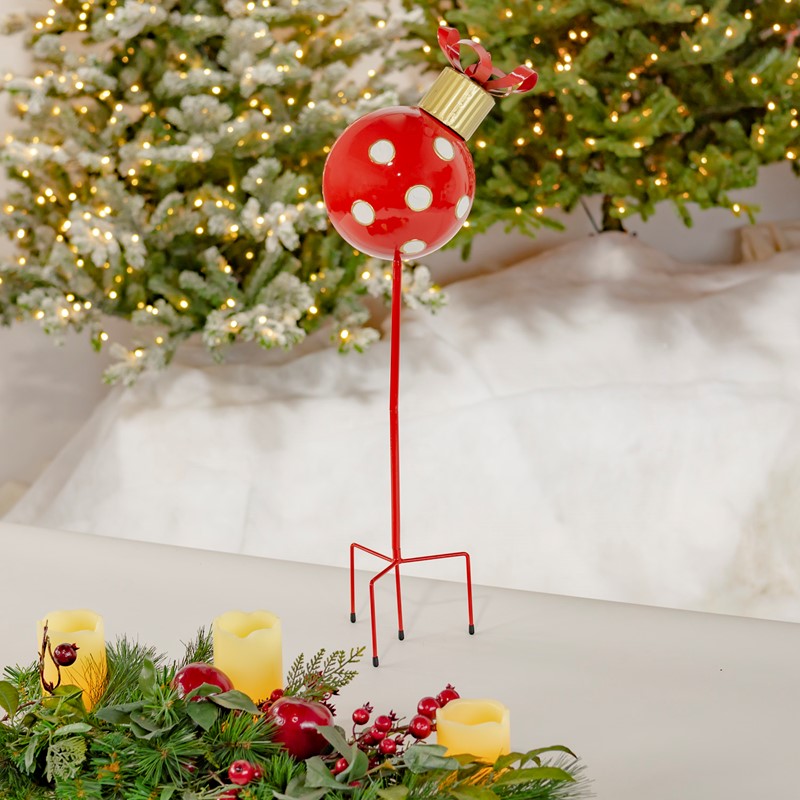 26" Red/White Polka Dot Christmas Ball