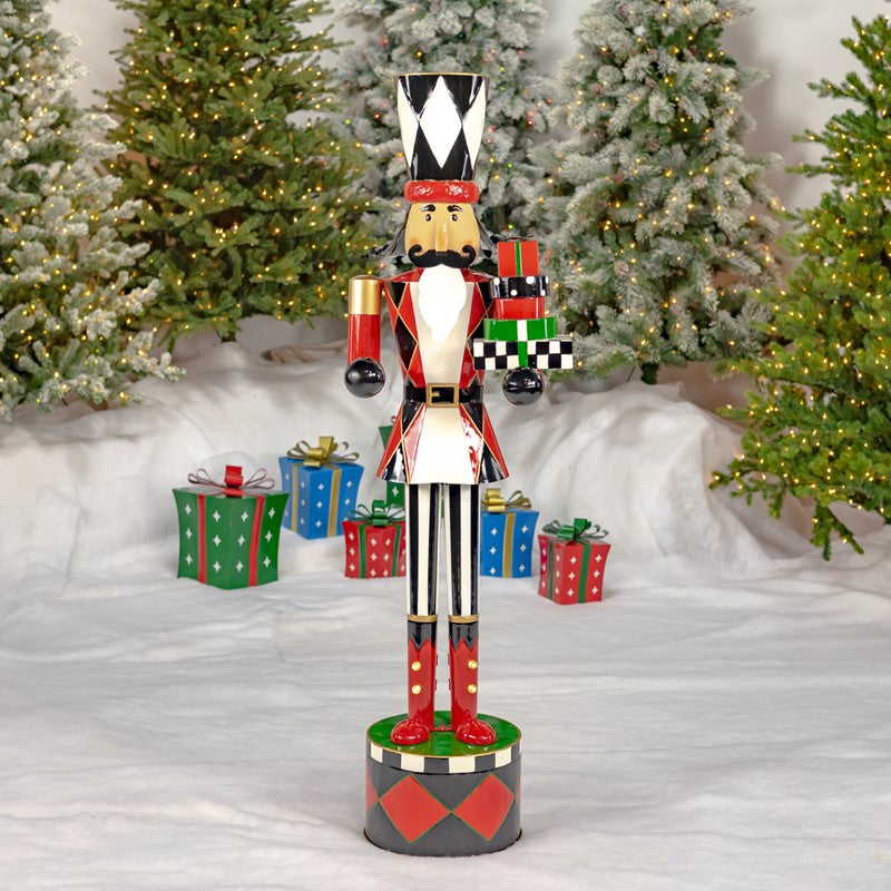 65" Iron Nutcracker with Christmas Gifts & LED lights