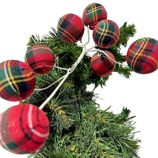 3 Red/Green/Yellow Plaid Balls