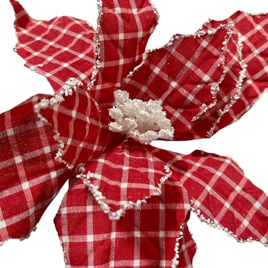 4 Red and White Plaid Poinsettias