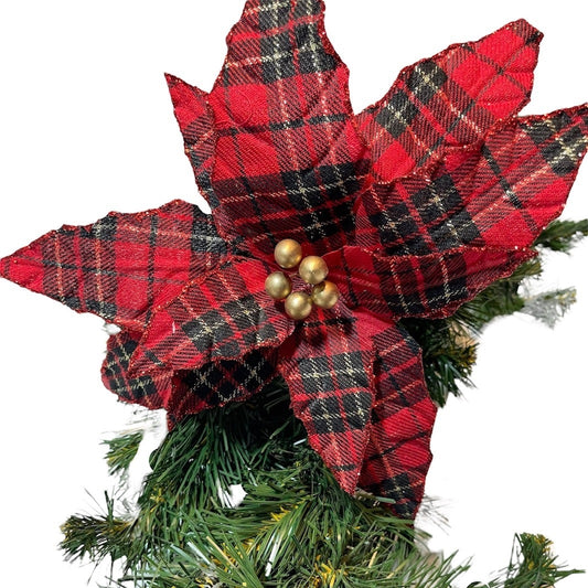 6 Plaid Poinsettia Pick