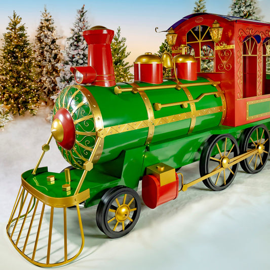 16 ft. Long XL Iron Christmas Train with Cart