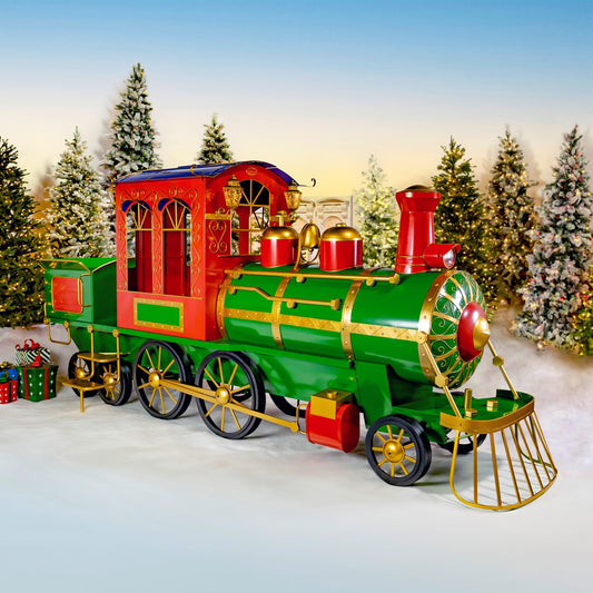 16 ft. Long XL Iron Christmas Train with Cart