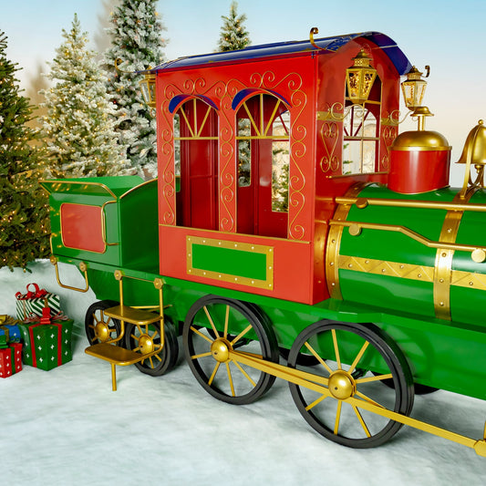 16 ft. Long XL Iron Christmas Train with Cart